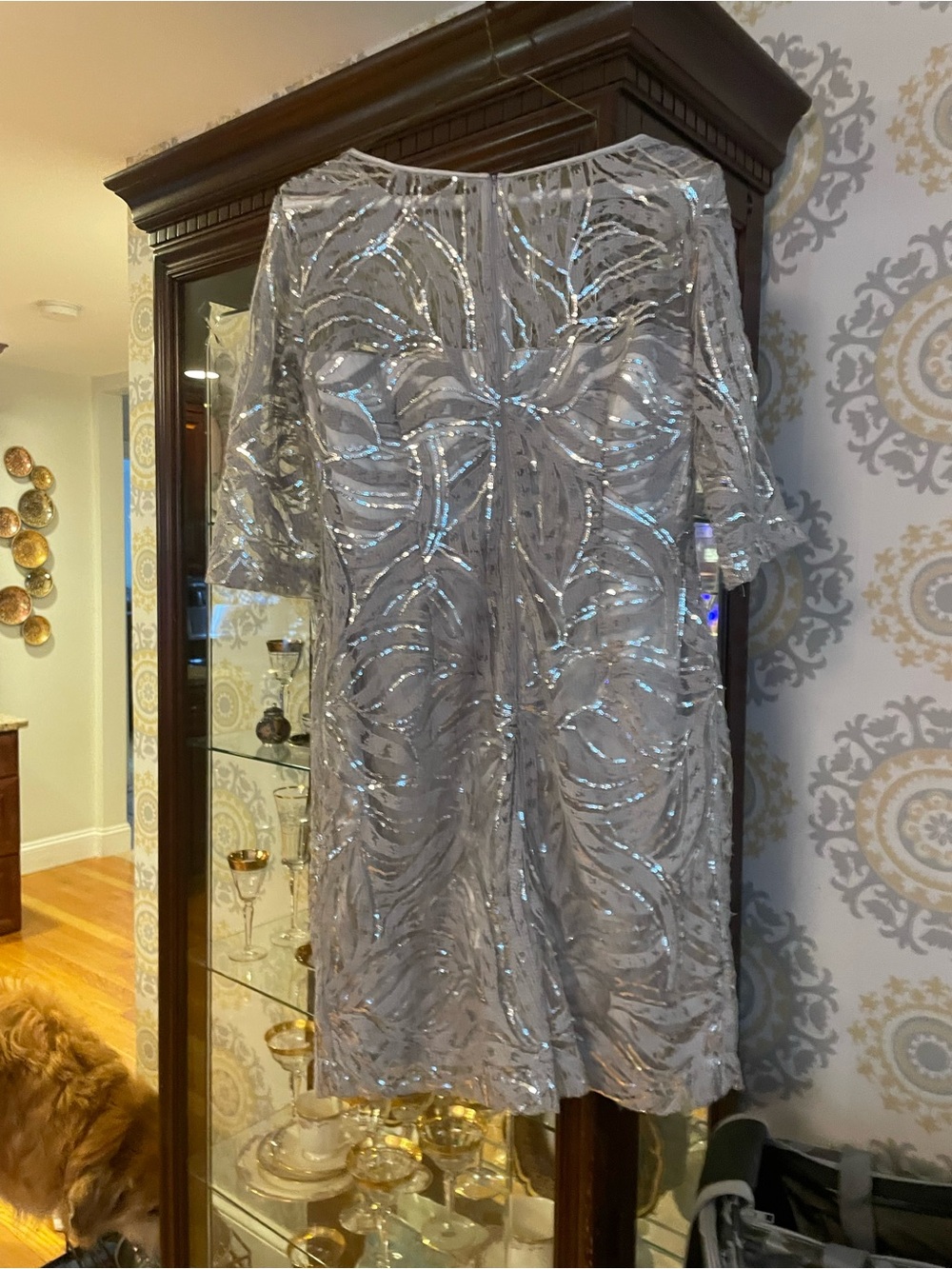 Silver Sequin Midi Dress - Elegant Women's Party Dress